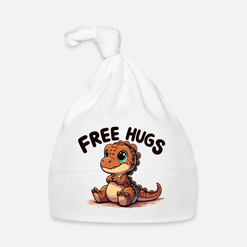 T-Rex Mignon Bébé Dino Câlins Bébé Cadeau - Bonnet bio Bébé - blanc