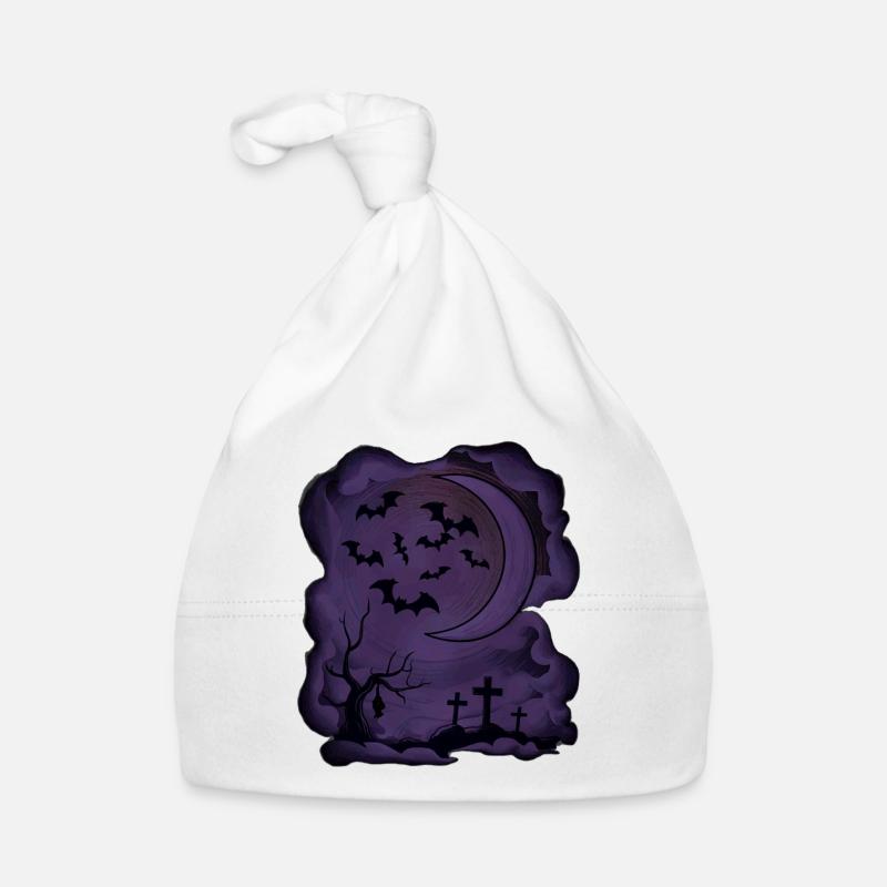 Fledermäuse, Mondsichel, Gräber, Bäume Baby Bio-Mütze