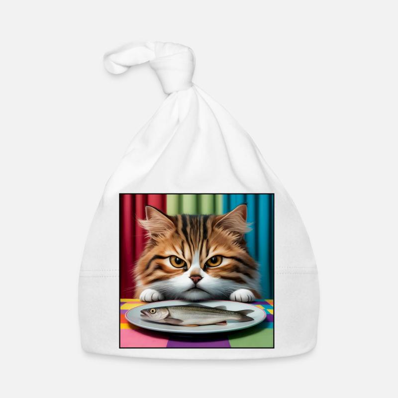 Cat with fish Organic Baby Cap