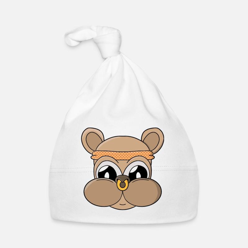 Ours mignon avec piercing Bonnet bio Bébé