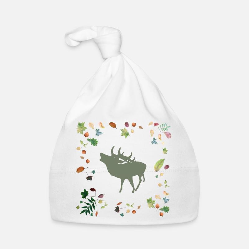 Hirsch mit Herbstlaub Baby Bio-Mütze