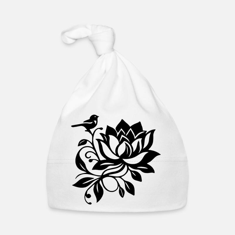 Der schwarze Lotus und der Vogel Baby Bio-Mütze