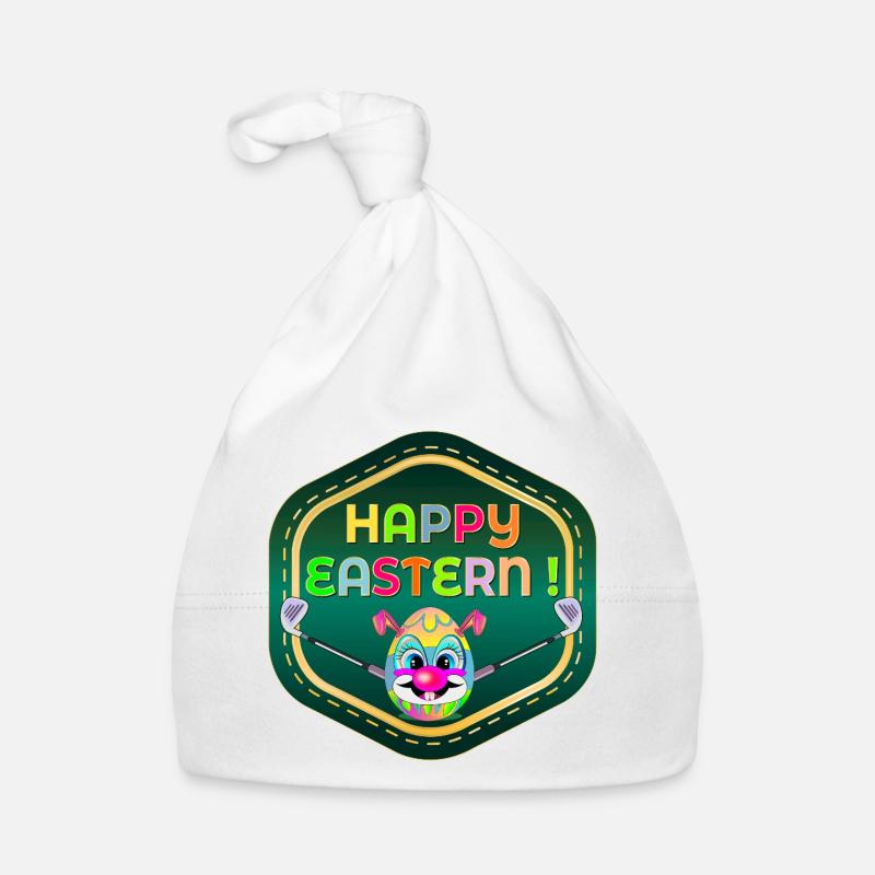 HAPPY EASTERN EGGS PLAYING GOLF Organic Baby Cap