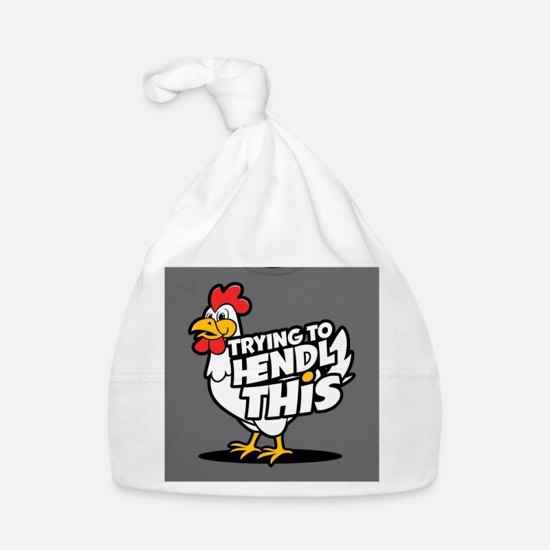 Comic Chicken « Essayer de faire ça » - Bonnet bio Bébé - blanc