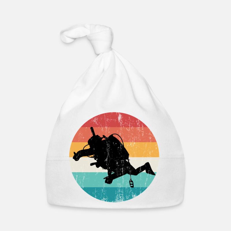 Retro Rainbow Diver Silhouette Organic Baby Cap
