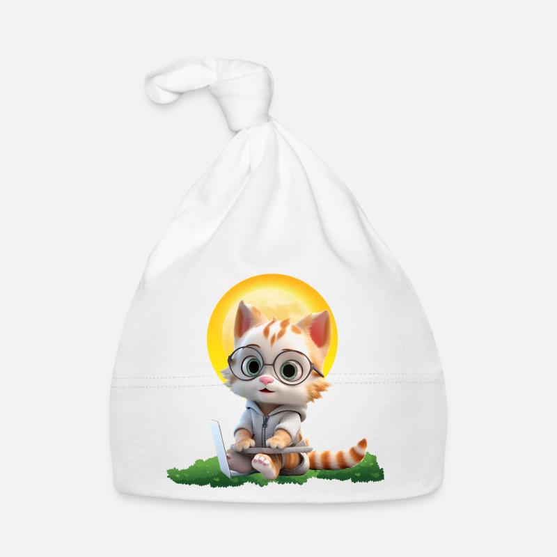 Smart Cat Sun Coder : Impression d’art pour ordinateur portable chaton Bonnet bio Bébé