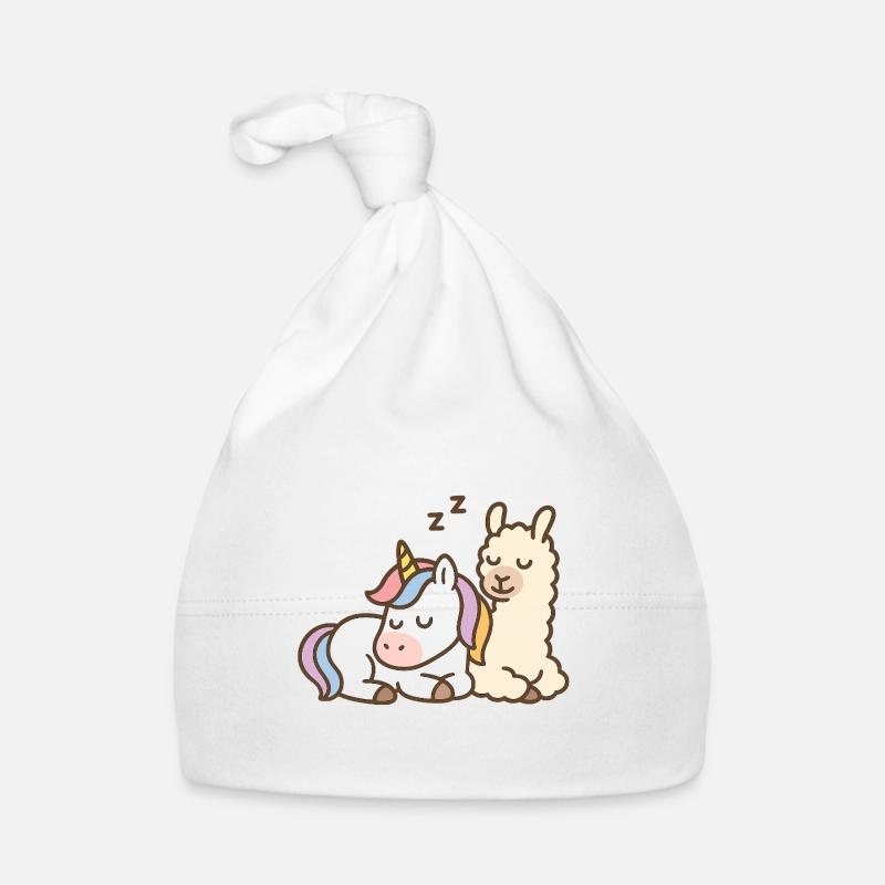 Licorne et lama endormis Bonnet bio Bébé