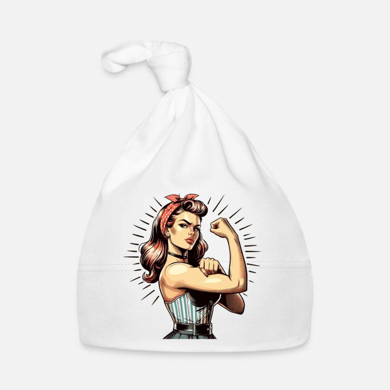 femme forte montre de la force cadeau de style rockabilly Bonnet bio Bébé