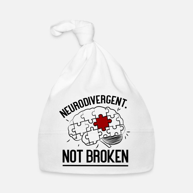 Neurodivergent. Pas cassé - Bonnet bio Bébé - blanc