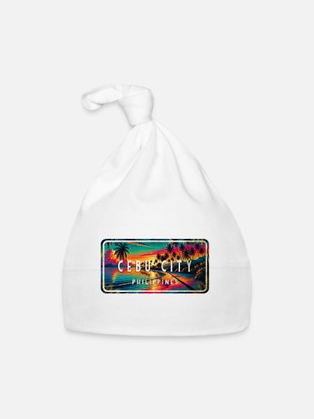Cebu City – Tropical Retro Sign - Organic Baby Cap - white - Front
