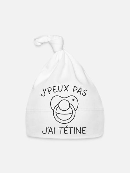 J'peux pas j'ai tétine - Bonnet bio Bébé - blanc - Devant