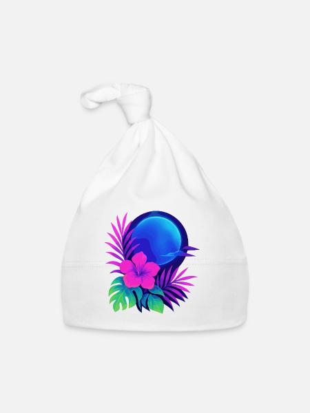 Neon Tropic Moon - Organic Baby Cap - white - Front
