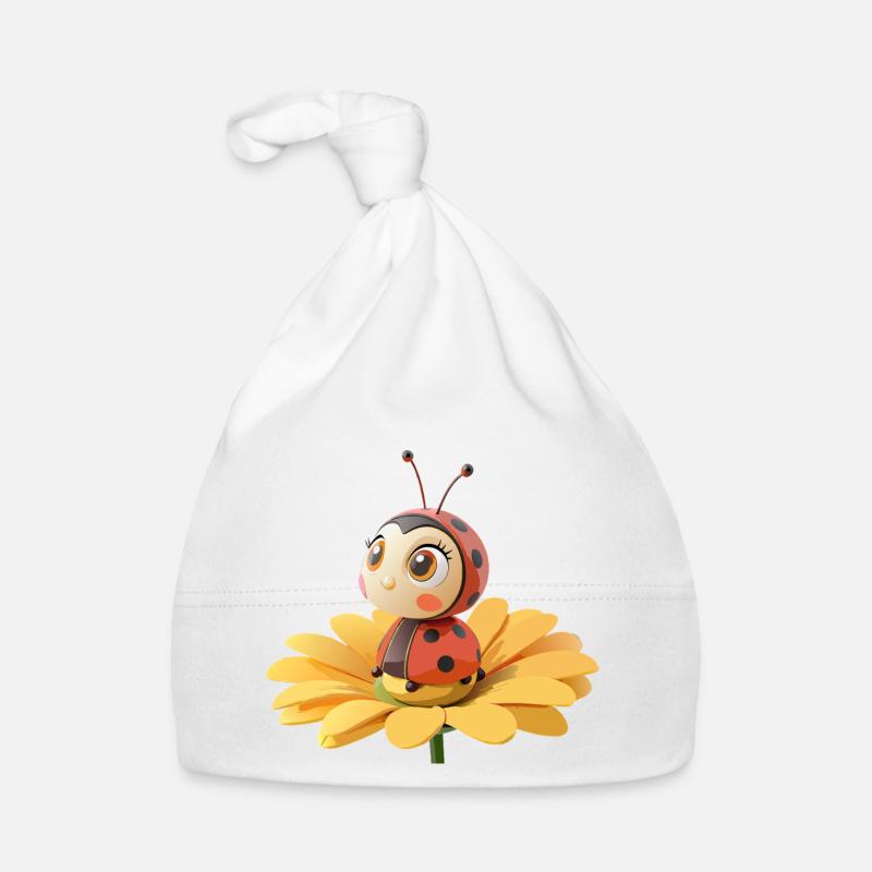 Süßer Marienkäfer auf einer Blume Baby Bio-Mütze