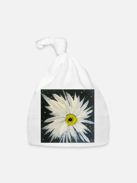 Edelweiss-black-white design - Organic Baby Cap - white - Front