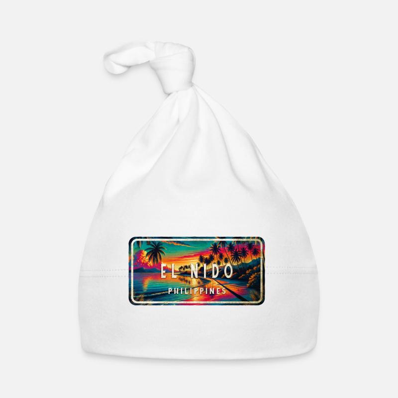 El Nido – Tropical Retro Schild Baby Bio-Mütze