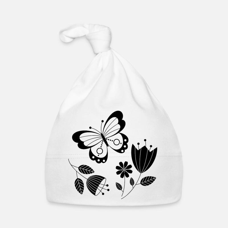 Papillon avec des fleurs Bonnet bio Bébé