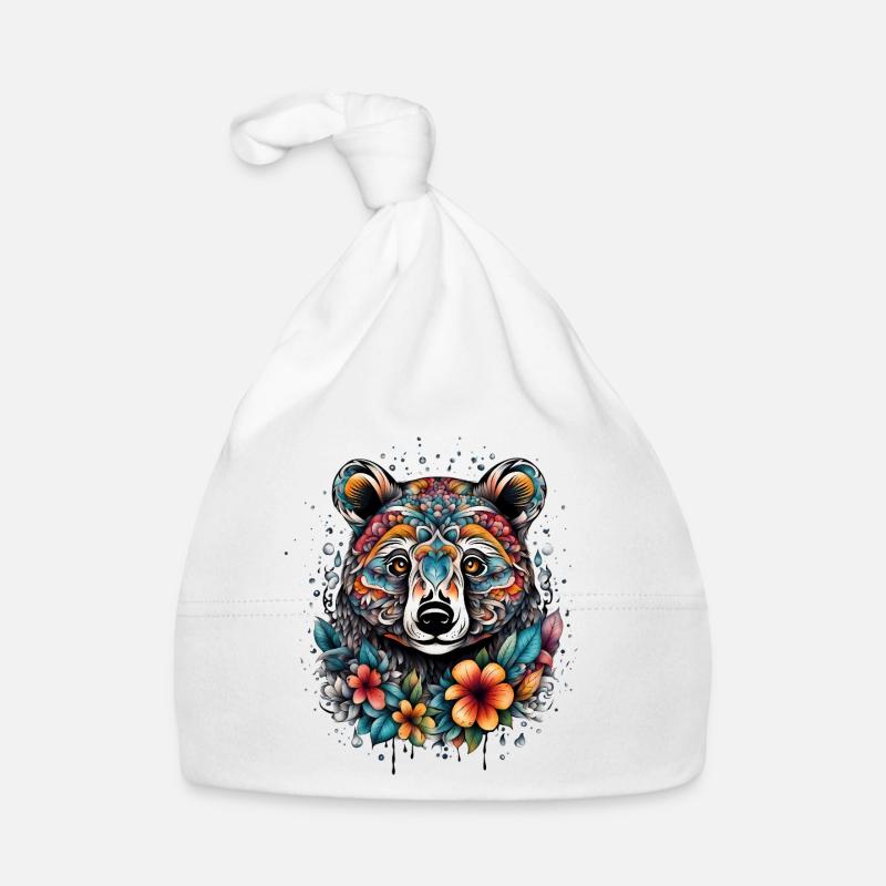 Ratons laveurs dans le style du tatouage - Bonnet bio Bébé - blanc