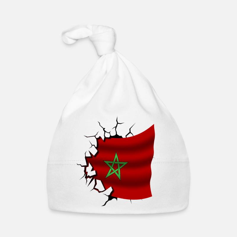 Drapeau du Maroc - Maroc - Drapeau Broken Design Bonnet bio Bébé