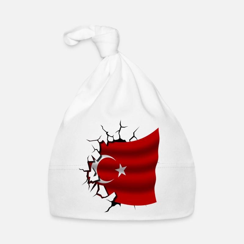 Drapeau de la Turquie - Turquie - Drapeau Broken Design Bonnet bio Bébé