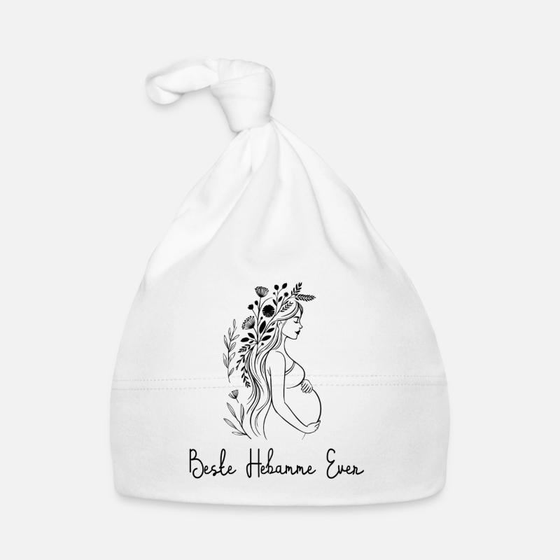 Beste Hebamme Ever - Boho, personalisierbar Baby Bio-Mütze