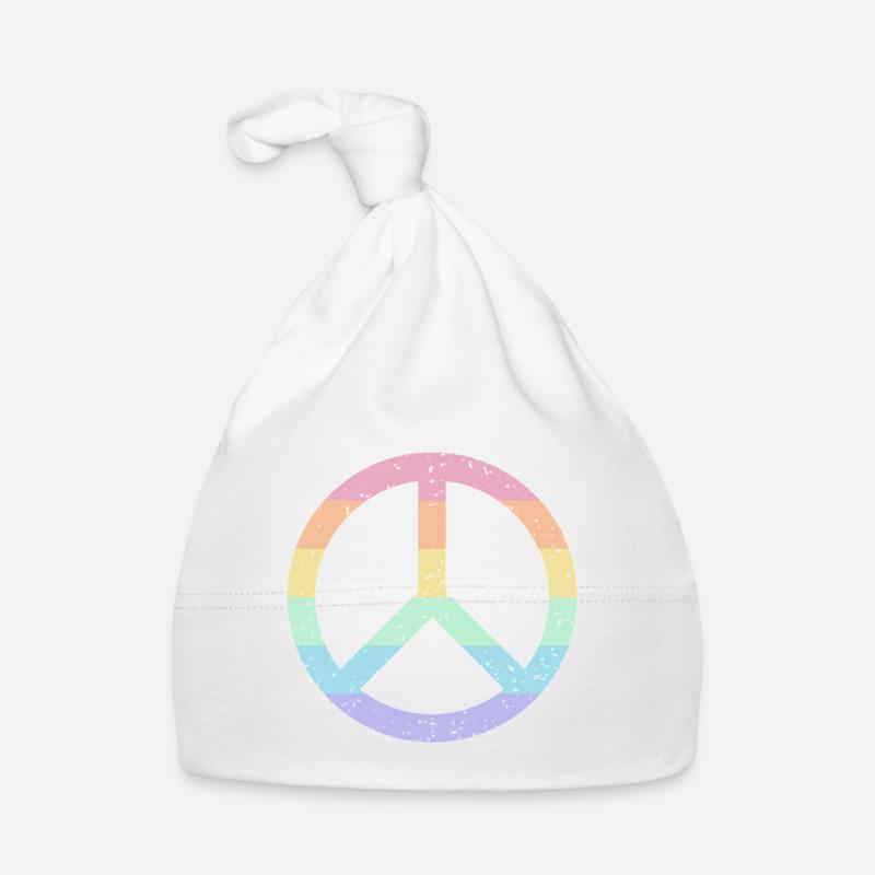 Regenbogen Friedenssymbol Pastell Pride LGBTQ+ Grunge Baby Bio-Mütze