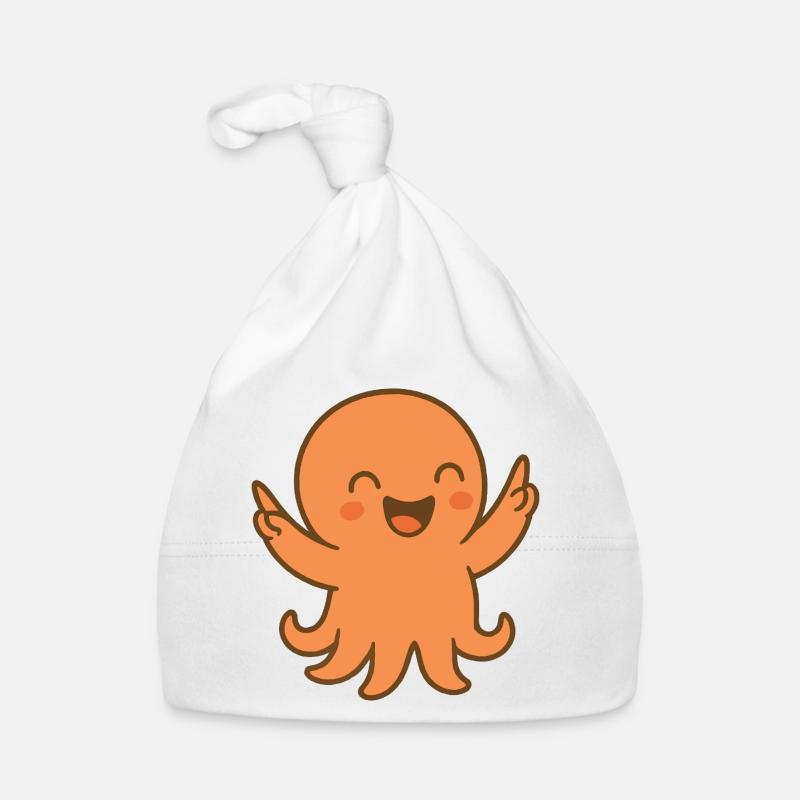 Lachkrake Orange Baby Bio-Mütze
