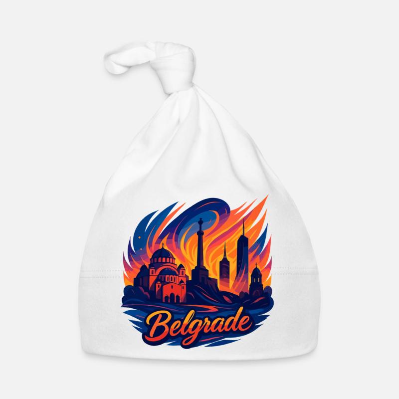 Belgrade Capitale Serbie Silhouette Cadeau Bonnet bio Bébé