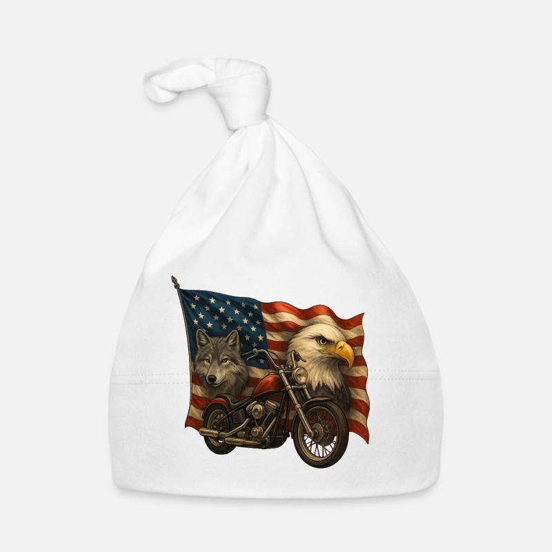 Chopper, loup et aigle sur drapeau US Bonnet bio Bébé