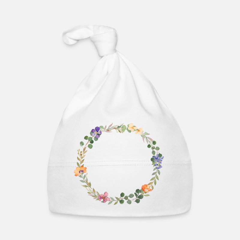 Floral wreath, customisable Organic Baby Cap