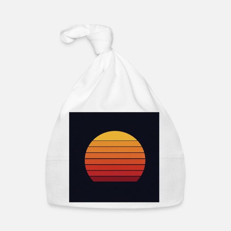 Design rétro coucher de soleil - Bonnet bio Bébé - blanc
