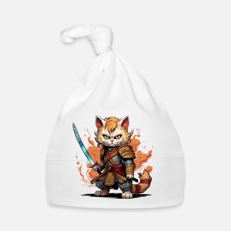 Samurai Cat - Anime Warrior Cat Organic Baby Cap