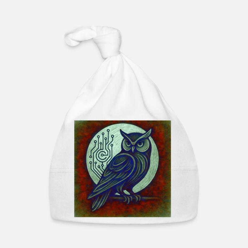 Hibou Dkital - Bonnet bio Bébé - blanc