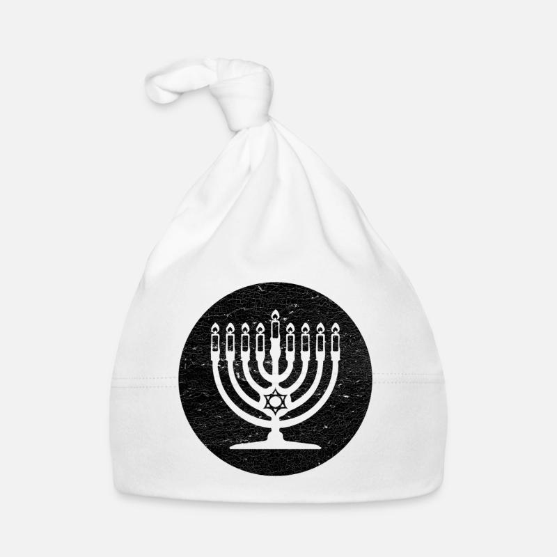 Menorah de Hanoukka chandelier dans cercle noir Bonnet bio Bébé