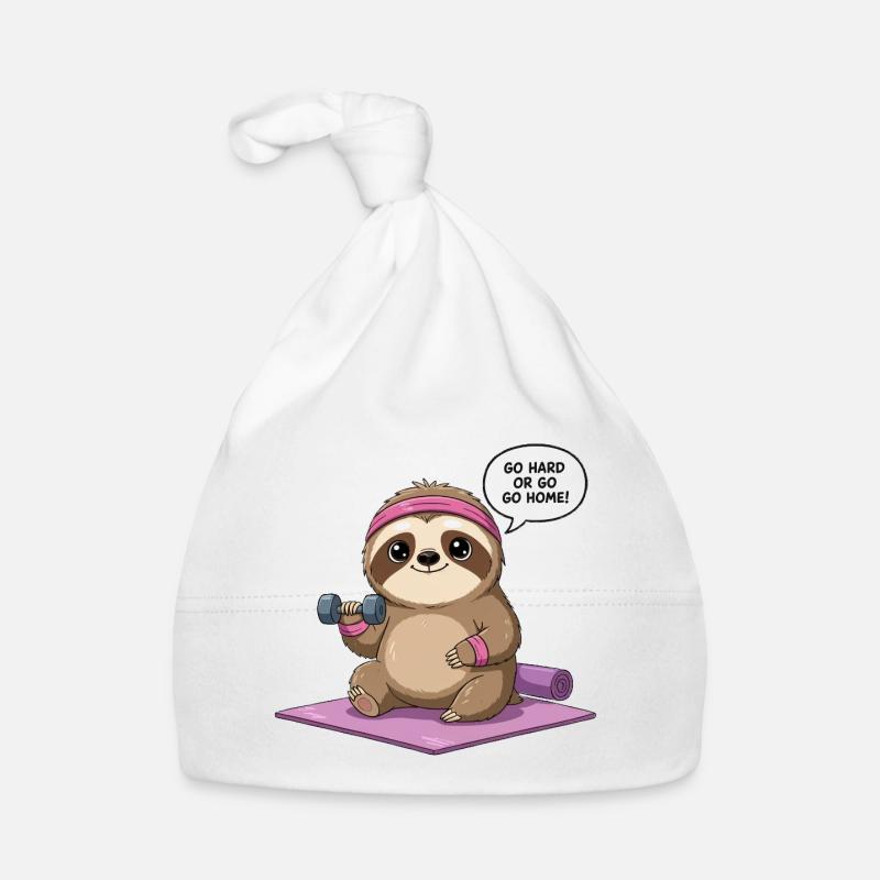 Adorable Workout Sloth Design Organic Baby Cap