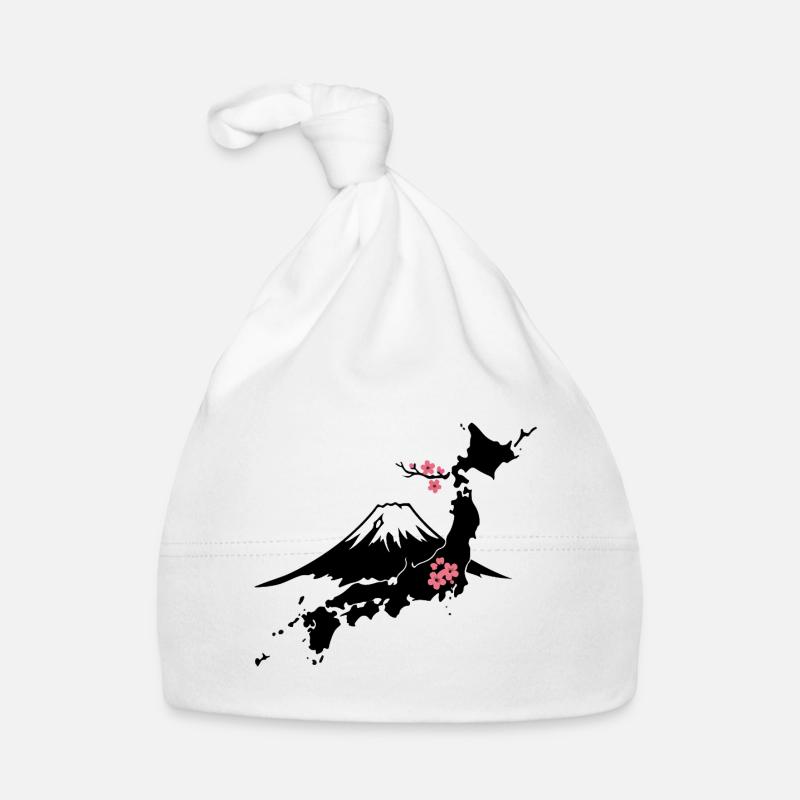 Mont Fuji avec fleurs de cerisier - Bonnet bio Bébé - blanc