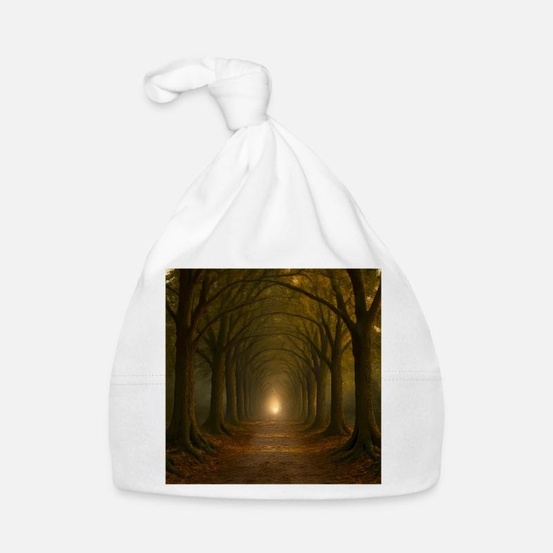 Mystical tree path in the autumn light Organic Baby Cap
