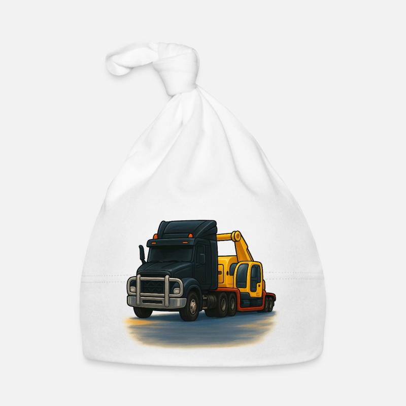 Abschleppwagen mit Kran Illustration Baby Bio-Mütze