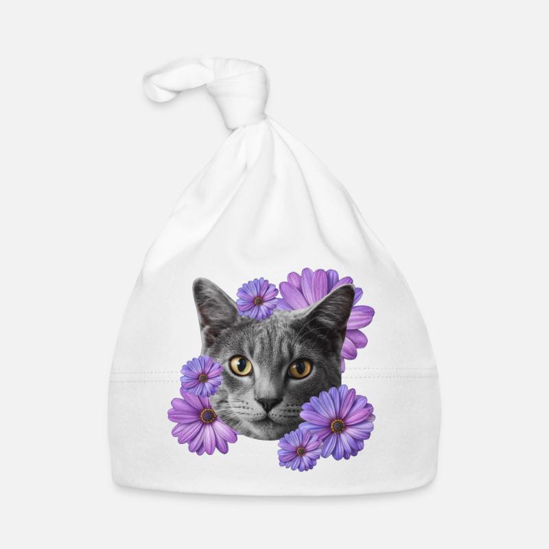 katze mit blumen Baby Bio-Mütze