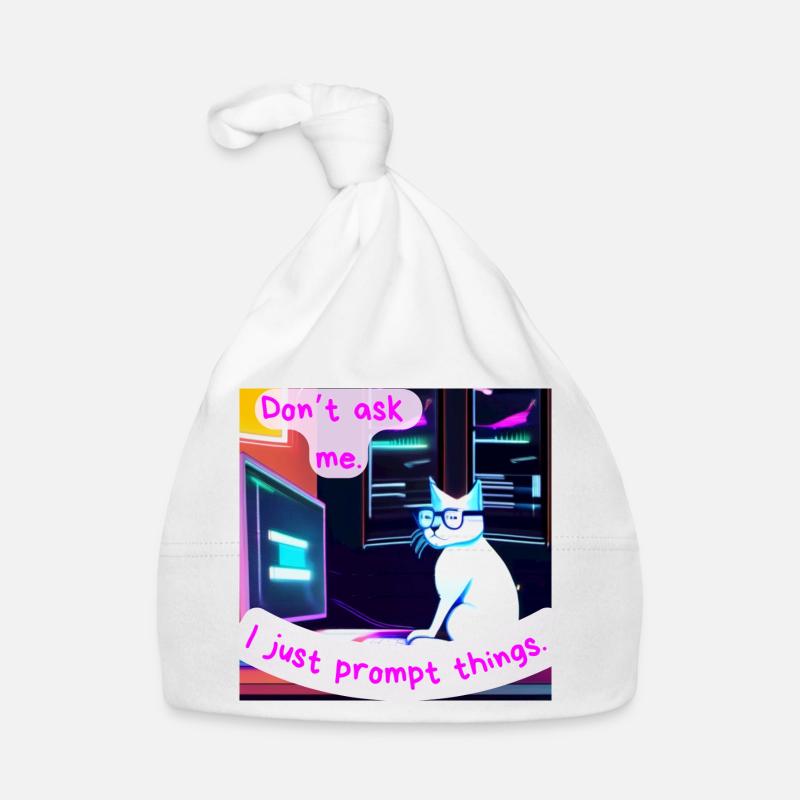 Don’t Ask Me, I Just Prompt Things – Grumpy AI Cat Bonnet bio Bébé
