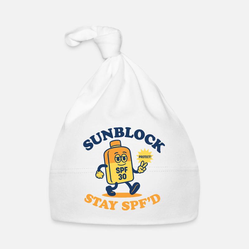 Sunblock Squad – Stay SPF'd Design - Organic Baby Cap - white
