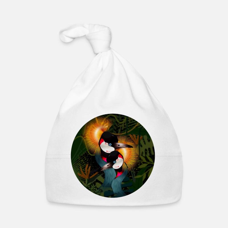 Two ornate crowned cranes in harmony Organic Baby Cap