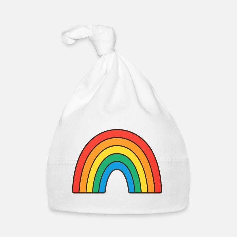Lebendige Regenbogen-Illustration in Retrofarben Baby Bio-Mütze