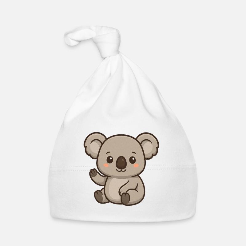 Koala avec accent de cœur - Bonnet bio Bébé - blanc