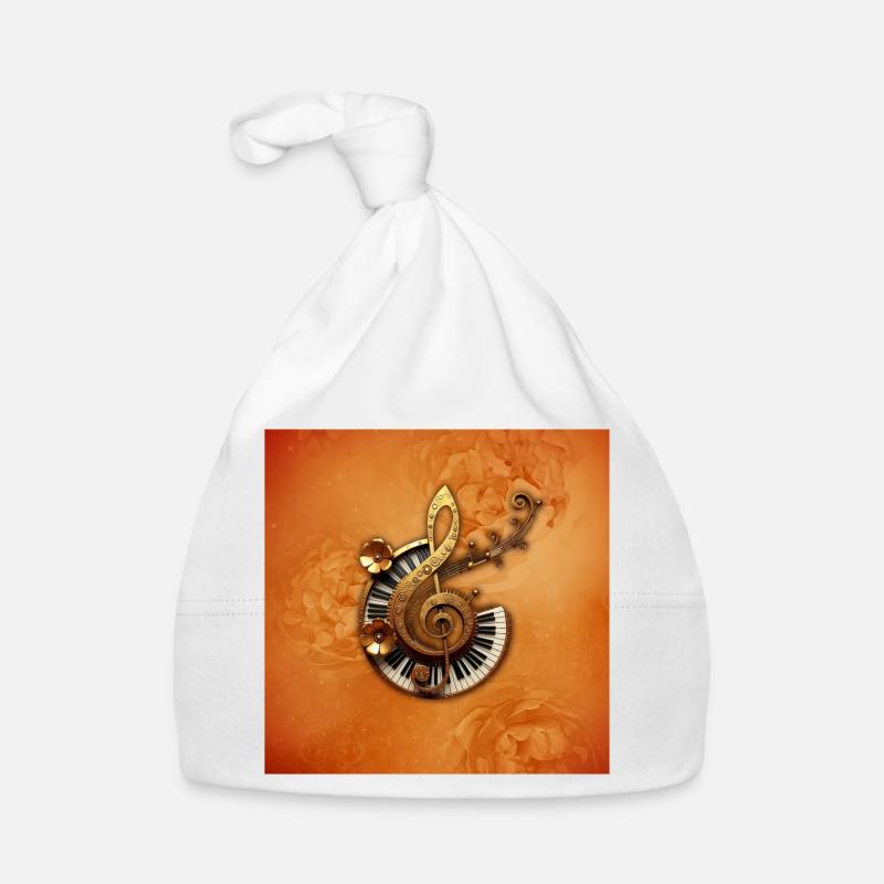 Abstract Musical Style with Florals Organic Baby Cap
