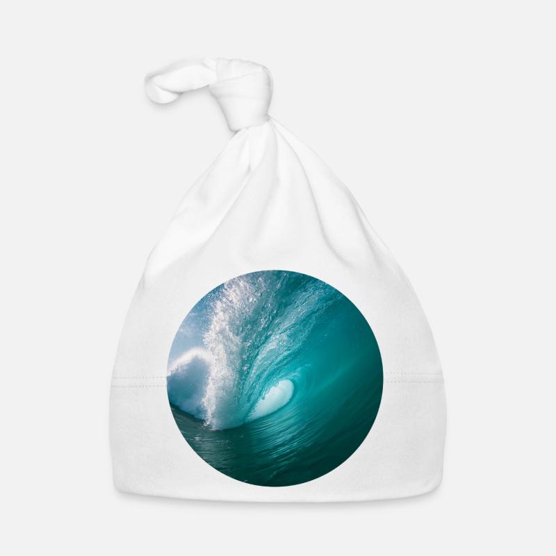 Dynamic ocean wave print Organic Baby Cap