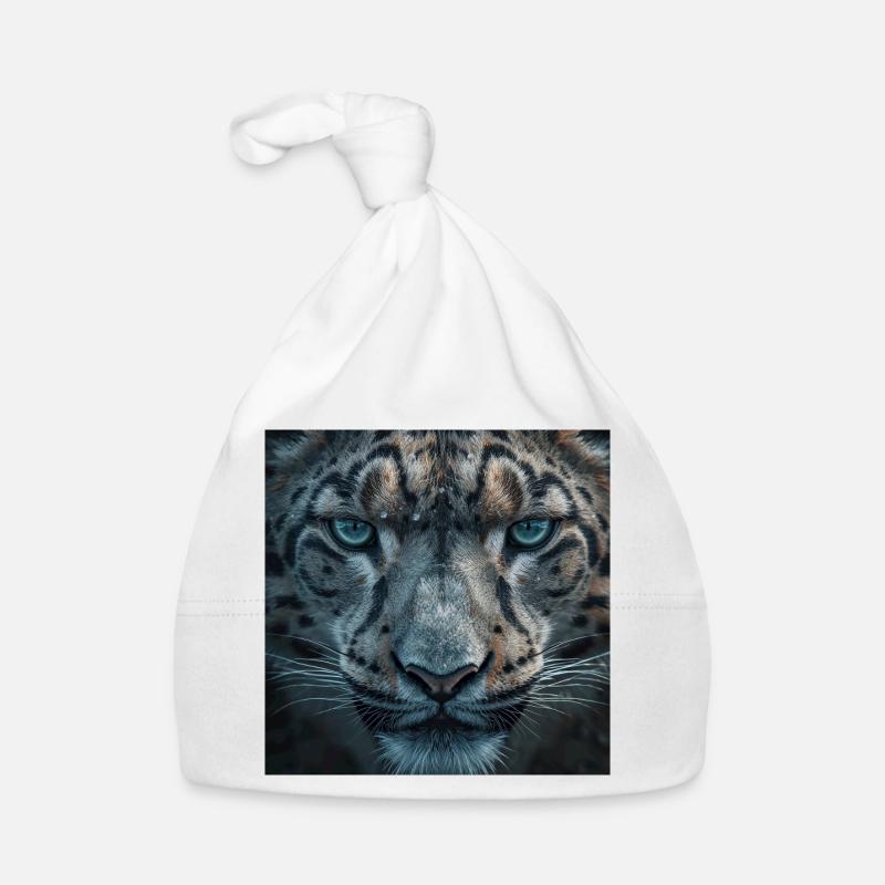Frosty Leopard Portrait Organic Baby Cap
