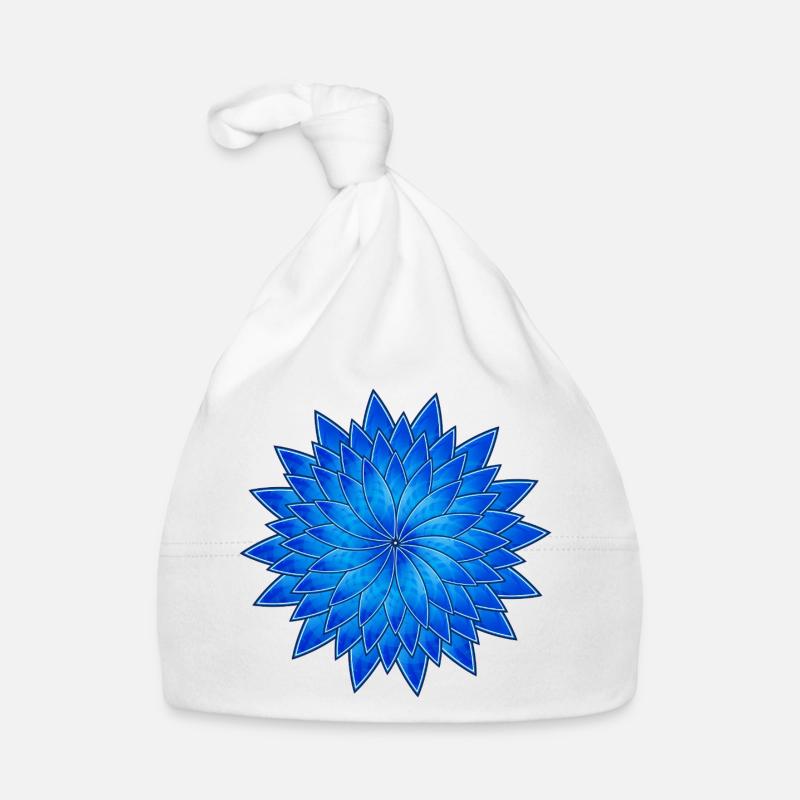 Mandala Cornflower in Bright Blue Organic Baby Cap