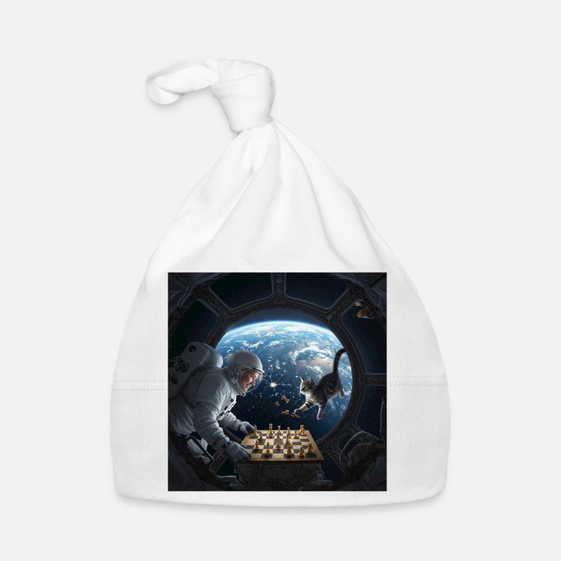 Échecs spatiaux avec chat Bonnet bio Bébé