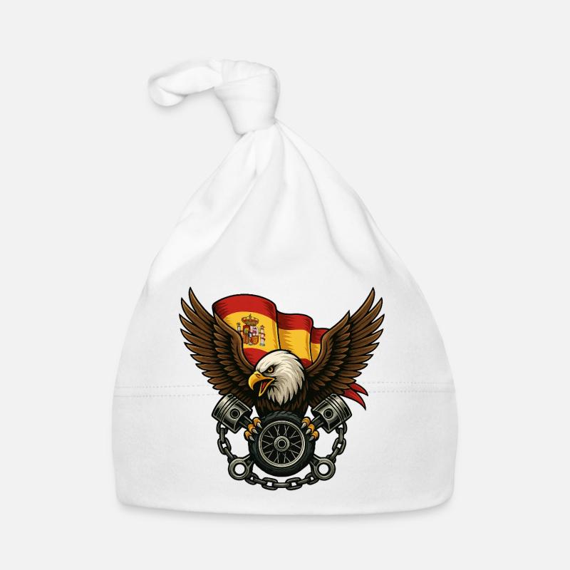 Aigle espagnol biker avec drapeau et pistons Bonnet bio Bébé