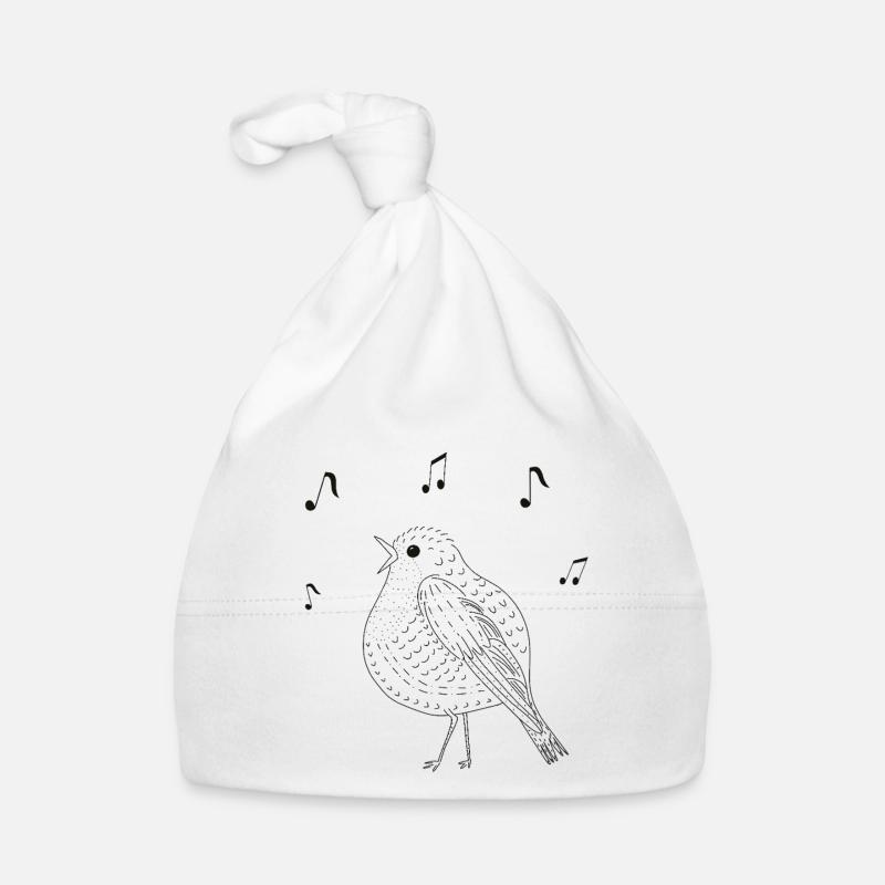 Elegant singing bird in black and white Organic Baby Cap
